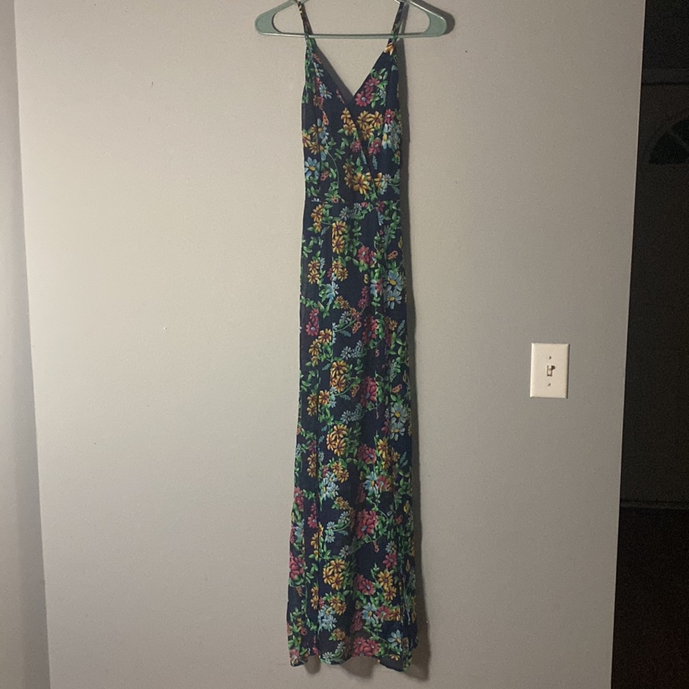Long navy floral maxi dress